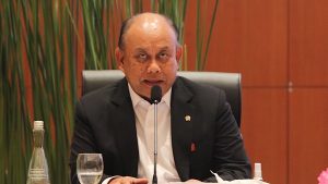 epala BGN, Dadan Hindayana saat konfrensi Pers RAPBN dan Nota Keuangan T.A 2026 di Jakarta, Jumat (15/8/2025). (Bloomberg Technoz/Andrean Kristianto)