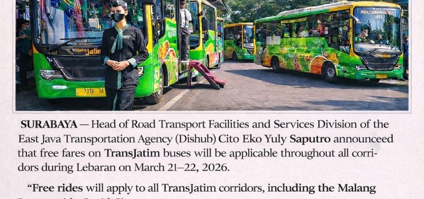 ‎Free TransJatim Bus Service During Idul Fitri ‎