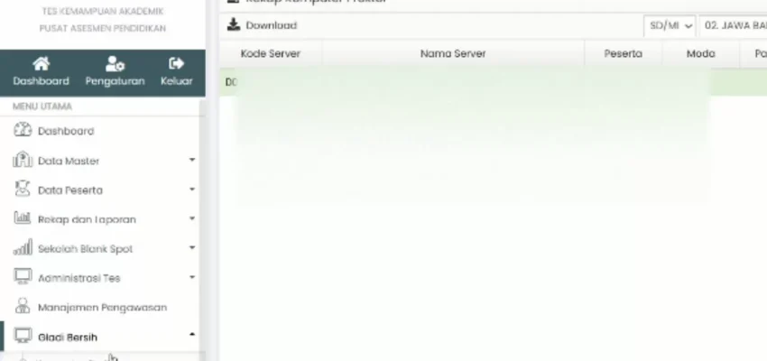 Menu Gladi Bersih di TKA 2026 sudah muncul.